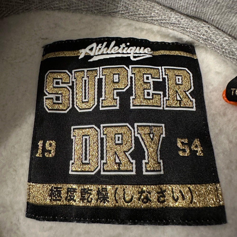 Superdry Ace Metal Crop Hoodie - NWT - Size 10 Gray Hoodie with Gold Logo - Picture 11 of 16